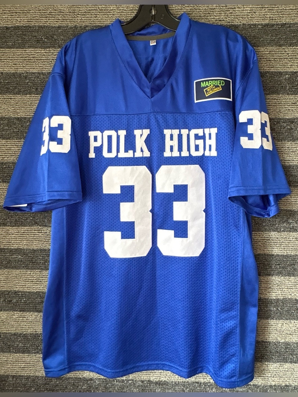 Married with Children Al Bundy Polk High Men's Blue #33 Football Jersey Large